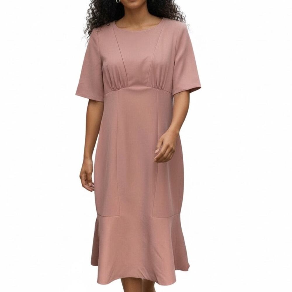 Lands End Blush Pink Fitted Sheath Dress Peplum Hem Size 4